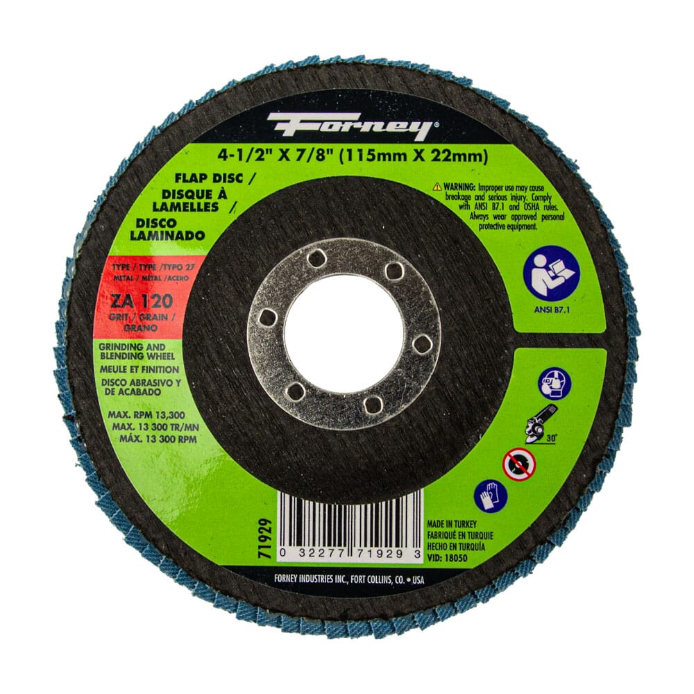 Flap Disc, Type 27, 4-1/2 in x 7/8 in, ZA120